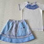 Голубая юбка и футболка с рюшами (Оттобре №6-2013, мод. 14)
