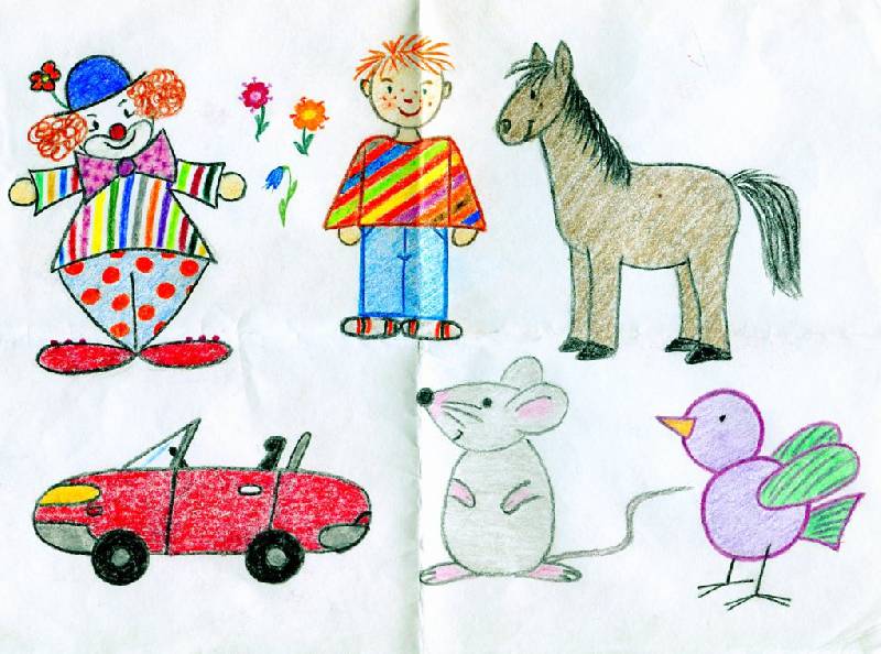 Такие рисунки получились у меня по книге "Тюрк, Праделла: Веселая школа рисования для детей от 3-х лет"